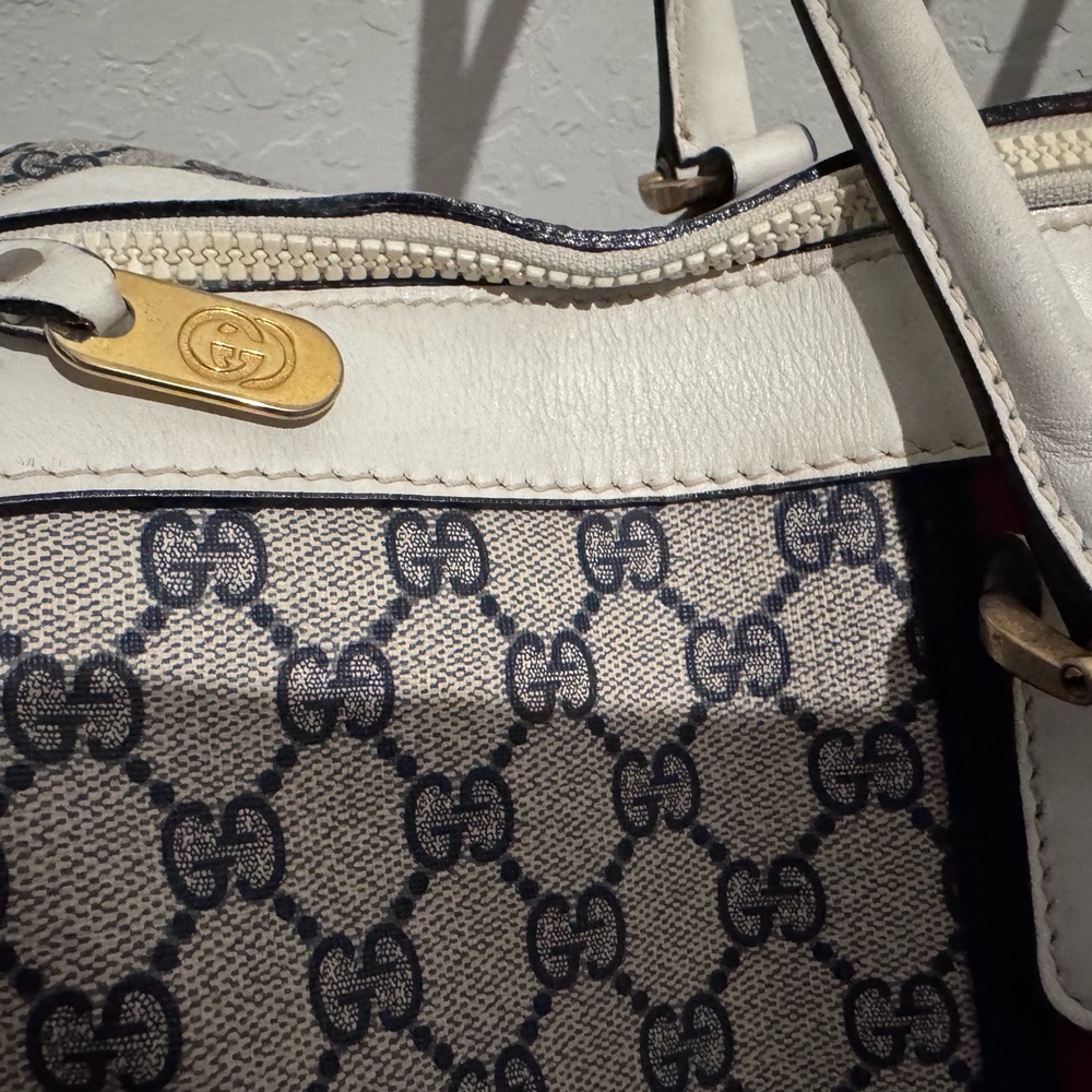 Gucci vintage GG SUPREME CANVAS Web White Boston Bag - Picture 4 of 9